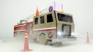 How to make a fire truck from Cardboard at home