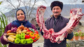 Maximally Fresh Beef Entrecote Stewed with Vegetables! Life in the village