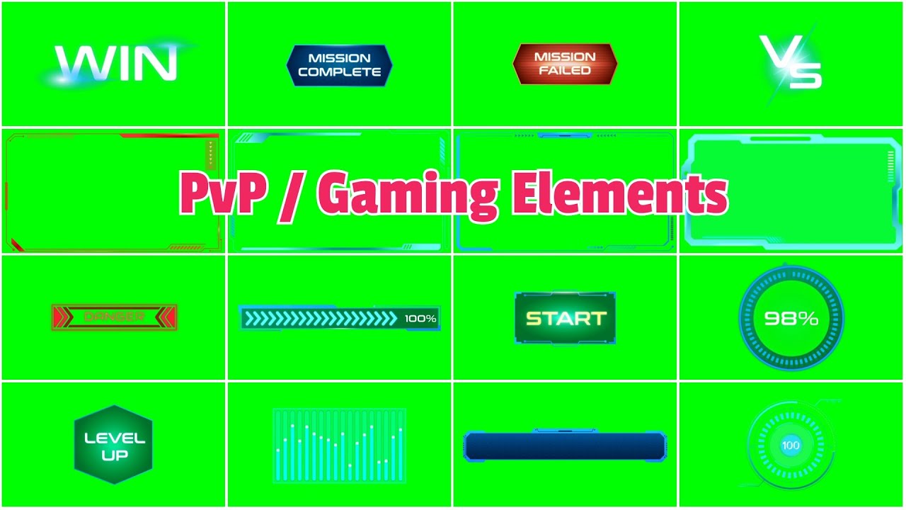 Pvp Hud Gaming Elements Green Screen Pack Youtube
