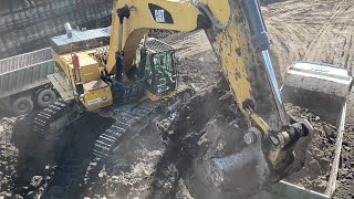 Caterpillar 374D Excavator Loading Mercedes \u0026 MAN Trucks - Interkat SA