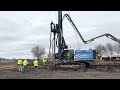 Installing 40’ auger cast piles on the foundation of a fertilizer plant in Illinois ￼