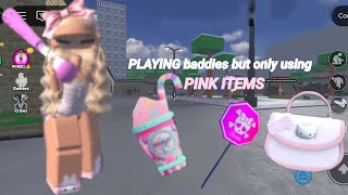 Playing baddies but only using PINK items || roblox baddies