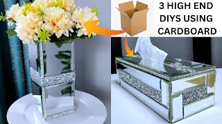 3 HIGH END DIYS USING CARDBOARD and MIRROR TILES ~ Diy on a budget 2023.. Recycling ideas