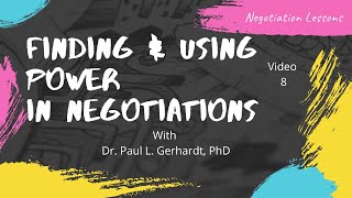 Negotiation Power Concepts | Dr. Paul L. Gerhardt, PhD