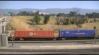 UP 8387 leads Eastbound Intermodal Train passes through West Colton Yard