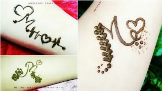3 different M letter mehndi design, Alphabet mehendi tattoo, New alphabet henna tattoos 2019