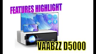 VAABZZ D5000 WiFi Projector with Bluetooth