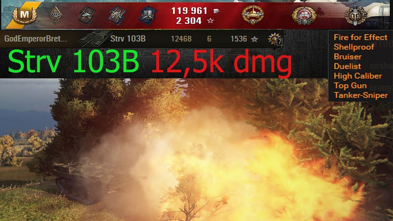 Strv 103B 12,5k Damage - YouTube