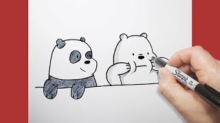 #رسم الدببة الثلاثة || كيف ترسم قطبي وبندا بالخطوات للأطفال || Drawing we bare bears