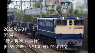 【4K動画】特大貨物 西浜行 [EF65-2089+ｼｷ1000形(D1梁)3B]