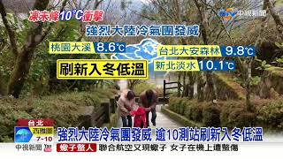 強烈大陸冷氣團發威 逾10測站刷新入冬低溫│中視新聞 20191208