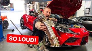 NEW 2020 SUPRA DOWNPIPE EXHAUST INSTALL! *SOUNDS INSANE*