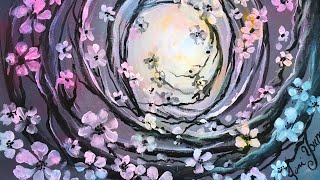 “Springtime Cherry Blossoms” Acrylic Painting Tutorial| Step by Step| Fun and Easy!