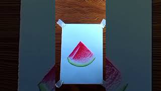 Watermelon with color pencil || Watermelon realistic Drawing#shorts #short #viral