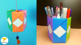 Beautiful And Easy Pen Holder Step By Step DIY Hexagon Colorful Ceiling Hanging For Decor
