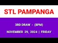 STL PAMPANGA 3rd draw result today 8PM draw evening result Philippines November 29, 2024 Friday