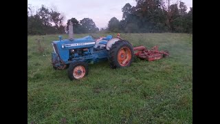 BUSH HOGGING WITH FORD 3600 TRACTOR