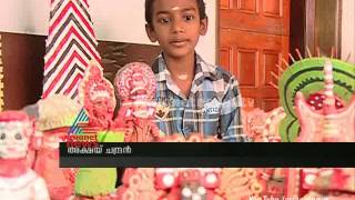 Young talent Akshay Chandran made Amazing Handicraft idols in Theyyam