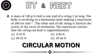 A mass of 100 g is tied to one end of a string 2 m long.The body is revolving in a horizontal circle