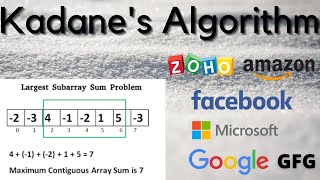Largest Sum Contiguous Subarray | kadane algorithm | White Board Explaination | Dynamic Programming