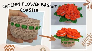 Crochet Flower Pot || Crochet Basket Coasters