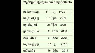 #កាលបរិច្ឆេទ #នៃការដាក់សម្បត្តិវប្បធម៌#កម្ពុជា ចំនួន៧ #ជាបេតិកភណ្ឌពិភពលោក។