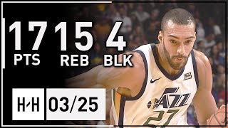 Rudy Gobert Full Highlights Jazz vs Warriors (2018.03.25) - 17 Pts, 15 Reb, 4 Blk!