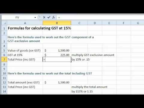 Excel tutorial - Formulas for Calculating GST at 15% Excel tutorial - Formulas for Calculating GST at 15%