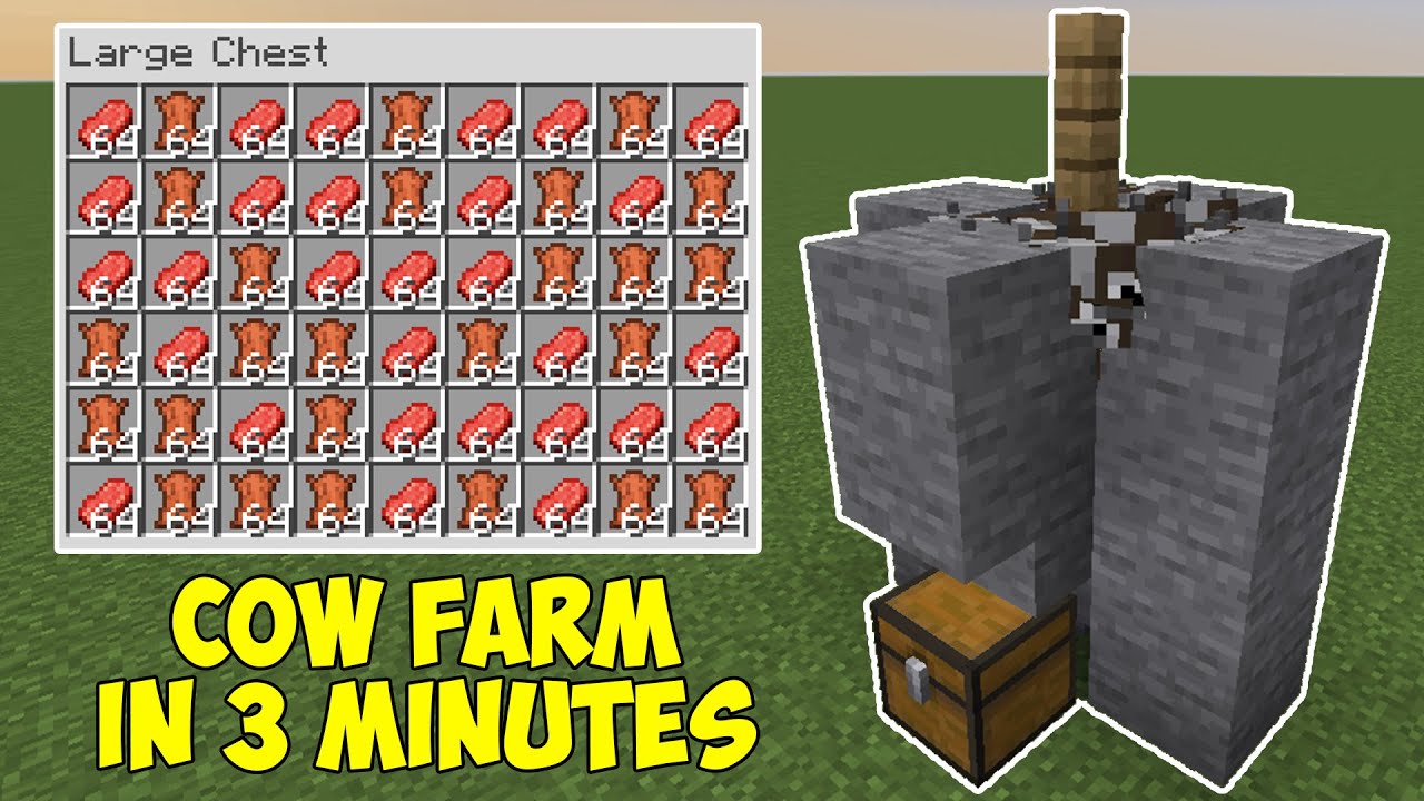 Minecraft How To Make An Auto Cow Farm 1.18 In Under 3 MINUTES! - EASY ...