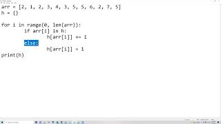 Using hash to count array elements frequency | Python coding