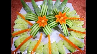 Amazing cucumber an carrot Design an caving  to flower - Vegetable art