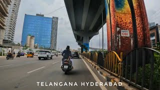 INDIA 🇮🇳 Hyderabad Telangana - Driving from Mehadipatnam to Gachibowli Flyover in Morning Weather🌧️