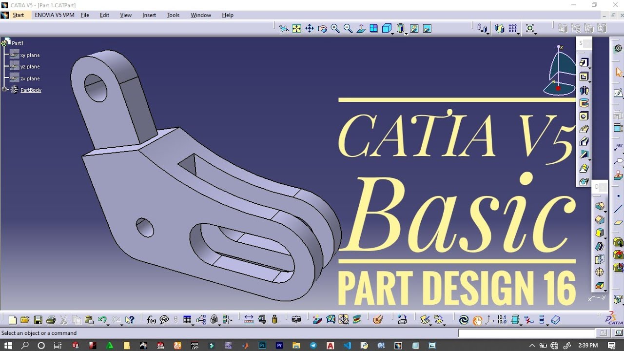 CATIA V5 - Basic Part Design Tutorial 16 In [2020] - YouTube