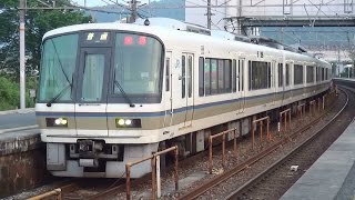 JR西日本221系更新車 早朝の上郡駅始発5時11分発普通米原行き パンタグラフ上げ～発車