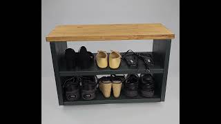 Solid Bespoke Wooden Handmade Shoe Rack Bench