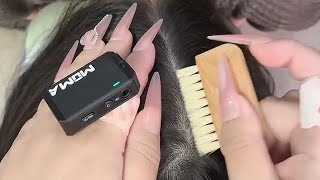ASMR Extended Dandruff Cleaning: Nails, Comb, and Brush for Peaceful Sleep