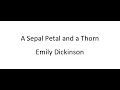 A Sepal Petal and a Thorn - Emily Dickinson