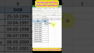 How to calculate age in excel by date of birth #viralvideo #newexcel #exceltips #exceltricks