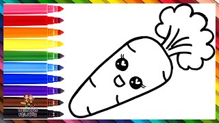 Cómo Dibujar Una Zanahoria 🥕 Dibuja y Colorea Una Linda Zanahoria Arcoiris 🌈 Dibujos Para Niños