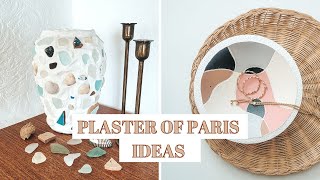 DIY PLASTER OF PARIS IDEAS - Home Decor Mosaic Vase & Engraved Bowl