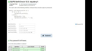 Java Practice-It || Self-Check 12.3: mystery1 || recursion, recursive tracing