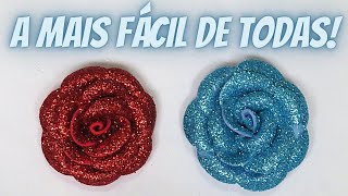 Como fazer rosa de EVA com glitter muito fácil (não precisa molde!) | Pricity