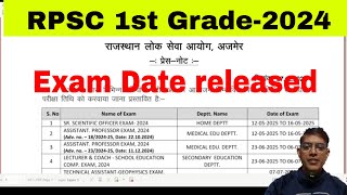 Exam Date | RPSC School Lecturer-2024 | RPSC 1st Grade Chemistry | PGT Chemistry KVS, NVS