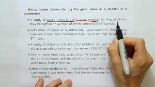 Statistics Vs. Parameters