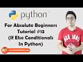 If Else & Elif Conditionals In Python | Python Tutorials For Absolute Beginners In Hindi #13