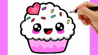 HOW TO DRAW A CUPCAKE EASY STEP BY STEP - DRAWING AND COLORING A CUPCAKE EASY