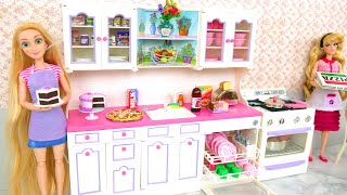 Amazing Doll Kitchen - Water running Faucet/ Working Dish Washer/ Oven with Pancake flipping itself