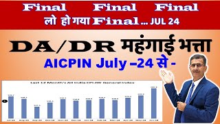 लो हो गया Final Jul 24 से DA DR महंगाई भत्ता AICPIN July- 2024