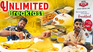 UNLIMITED Breakfast Buffet in SVM Grand Hotel | Hyderabad Best Breakfast Spot | @KirraKiran