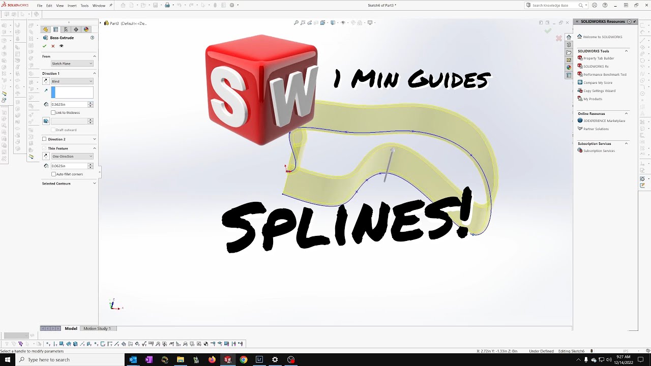 1 Minute Solidworks - Splines - YouTube